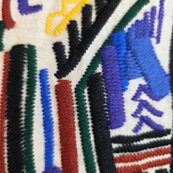 Zara Medium Multicolor Art Deco Aztec Boho Embroidered Skirt Festival New - Picture 2 of 10